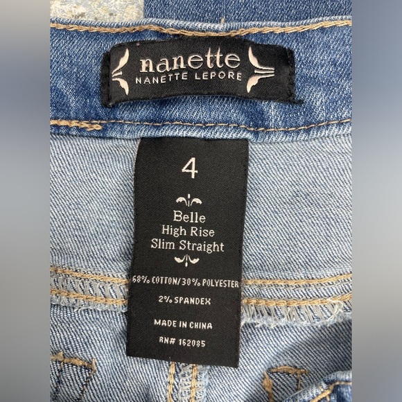 Nanette Lepore Belle High Rise Ankle Skinny Distressed Jeans Womens Size 4 Blue - Picture 2 of 7